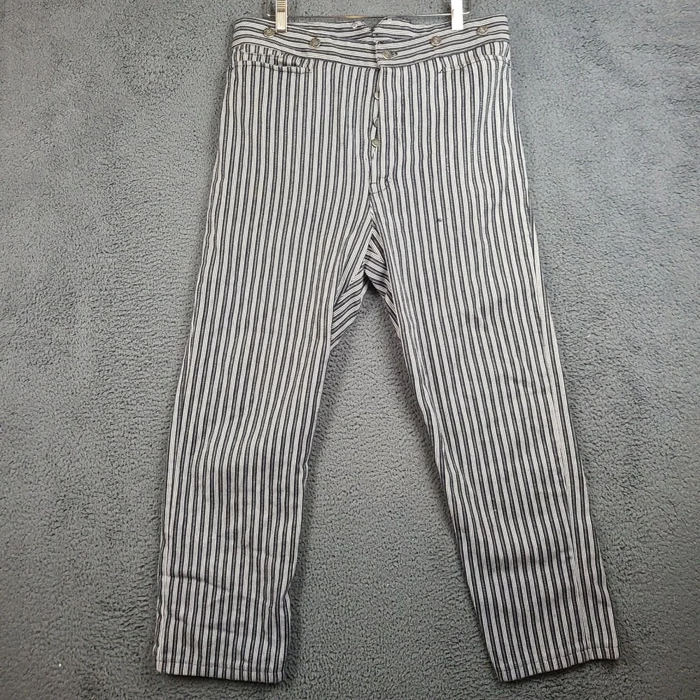 Vintage Wah Maker Frontier Hickory Stripe Railroad Pants Mens 34 Made in USA